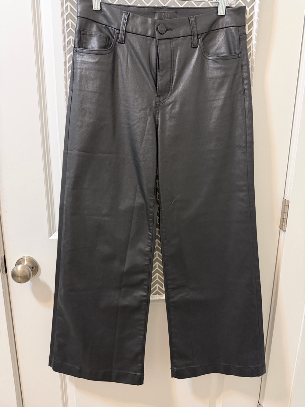 Women’s Black Wide-Leg Faux Leather Pants